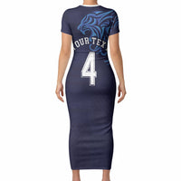 Custom Scotland National Football Short Sleeve Bodycon Dress Lions with Flag Sporty Tartan Style