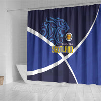 Scotland National Football Shower Curtain Lions with Flag Sporty Tartan Style