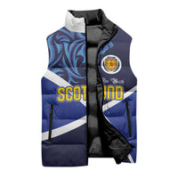 Custom Scotland National Football Sleeveless Puffer Jacket Lions with Flag Sporty Tartan Style