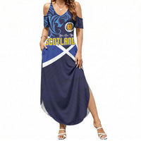 Custom Scotland National Football Summer Maxi Dress Lions with Flag Sporty Tartan Style