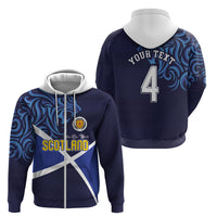 Custom Scotland National Football Zip Hoodie Lions with Flag Sporty Tartan Style