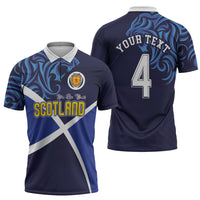 Custom Scotland National Football Zipper Polo Shirt Lions with Flag Sporty Tartan Style