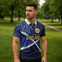 Custom Scotland National Football Zipper Polo Shirt Lions with Flag Sporty Tartan Style