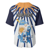 Personalized Argentina National Football Baseball Jersey Sun Of May Retro Starburst Graphic Art