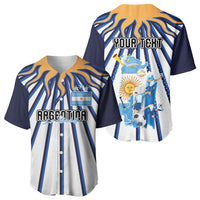 Personalized Argentina National Football Baseball Jersey Sun Of May Retro Starburst Graphic Art