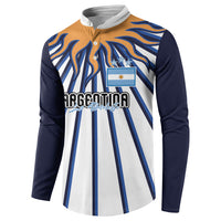 Personalized Argentina National Football Button Sweatshirt Sun Of May Retro Starburst Graphic Art