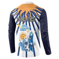 Personalized Argentina National Football Button Sweatshirt Sun Of May Retro Starburst Graphic Art