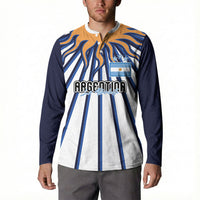 Personalized Argentina National Football Button Sweatshirt Sun Of May Retro Starburst Graphic Art