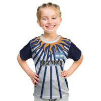 Personalized Argentina National Football Kid T Shirt Sun Of May Retro Starburst Graphic Art