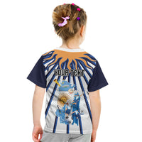 Personalized Argentina National Football Kid T Shirt Sun Of May Retro Starburst Graphic Art