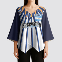 Personalized Argentina National Football Kimono Sleeve Blouse Sun Of May Retro Starburst Graphic Art