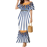 Personalized Argentina National Football Mermaid Dress Sun Of May Retro Starburst Graphic Art