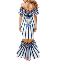 Personalized Argentina National Football Mermaid Dress Sun Of May Retro Starburst Graphic Art