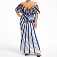 Personalized Argentina National Football Off Shoulder Maxi Dress Sun Of May Retro Starburst Graphic Art