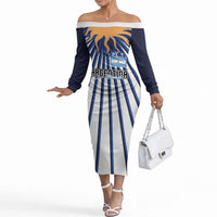 Personalized Argentina National Football Off The Shoulder Long Sleeve Dress Sun Of May Retro Starburst Graphic Art