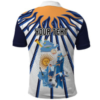Personalized Argentina National Football Polo Shirt Sun Of May Retro Starburst Graphic Art