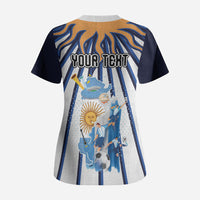 Personalized Argentina National Football Scrub Top Sun Of May Retro Starburst Graphic Art