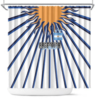 Argentina National Football Shower Curtain Sun Of May Retro Starburst Graphic Art