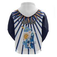 Personalized Argentina National Football Zip Hoodie Sun Of May Retro Starburst Graphic Art