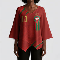 Custom Morocco National Football Kimono Sleeve Blouse Atlas Lions-Claws