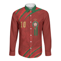 Custom Morocco National Football Long Sleeve Button Shirt Atlas Lions-Claws
