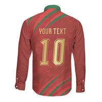 Custom Morocco National Football Long Sleeve Button Shirt Atlas Lions-Claws