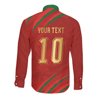 Custom Morocco National Football Long Sleeve Button Shirt Atlas Lions-Claws