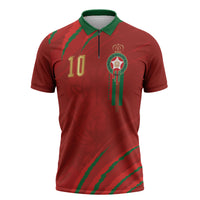 Custom Morocco National Football Zipper Polo Shirt Atlas Lions-Claws