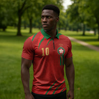 Custom Morocco National Football Zipper Polo Shirt Atlas Lions-Claws