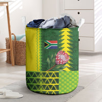 South Africa National Football Laundry Basket King Protea with African Tribal Geometric Pattern Culture Art