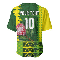 Custom South Africa National Football Baseball Jersey King Protea with African Tribal Geometric Pattern Culture Art