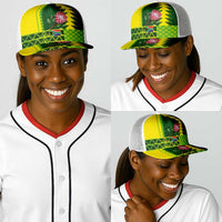 South Africa National Football Baseball Net Cap King Protea with African Tribal Geometric Pattern Culture Art