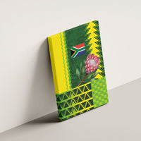 South Africa National Football Canvas Wall Art King Protea with African Tribal Geometric Pattern Culture Art