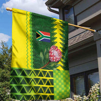 South Africa National Football Garden Flag King Protea with African Tribal Geometric Pattern Culture Art