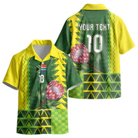 Custom South Africa National Football Kid Hawaiian Shirt King Protea with African Tribal Geometric Pattern Culture Art LT03