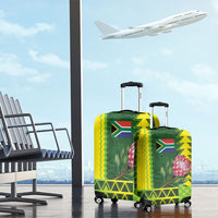 South Africa National Football Luggage Cover King Protea with African Tribal Geometric Pattern Culture Art