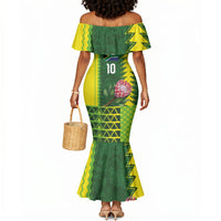 Custom South Africa National Football Mermaid Dress King Protea with African Tribal Geometric Pattern Culture Art
