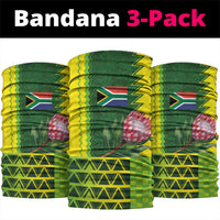 South Africa National Football Neck Gaiter King Protea with African Tribal Geometric Pattern Culture Art