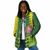Custom South Africa National Football Padded Jacket King Protea with African Tribal Geometric Pattern Culture Art