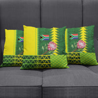 South Africa National Football Pillow Cover King Protea with African Tribal Geometric Pattern Culture Art