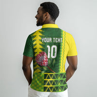 Custom South Africa National Football Polo Shirt King Protea with African Tribal Geometric Pattern Culture Art LT03