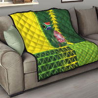 South Africa National Football Quilt King Protea with African Tribal Geometric Pattern Culture Art