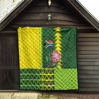 South Africa National Football Quilt King Protea with African Tribal Geometric Pattern Culture Art
