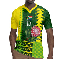 Custom South Africa National Football Rugby Jersey King Protea with African Tribal Geometric Pattern Culture Art