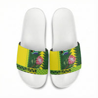 South Africa National Football Slide Sandals King Protea with African Tribal Geometric Pattern Culture Art