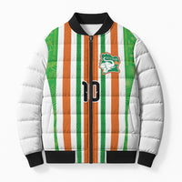 Custom Cote d'Ivoire Bomber Puffer Jacket The Elephants with African Pattern Stripes