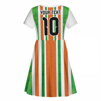 Custom Cote d'Ivoire Kid Short Sleeve Dress The Elephants with African Pattern Stripes