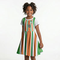 Custom Cote d'Ivoire Kid Short Sleeve Dress The Elephants with African Pattern Stripes