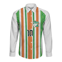 Custom Cote d'Ivoire Long Sleeve Button Shirt The Elephants with African Pattern Stripes