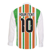 Custom Cote d'Ivoire Long Sleeve Button Shirt The Elephants with African Pattern Stripes